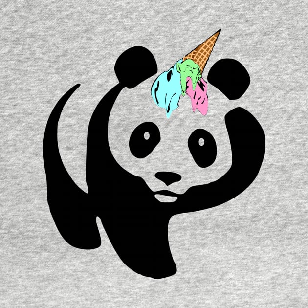 Surprised Panda Ice Cream Unicorn Funny Pandicorn by Xeire